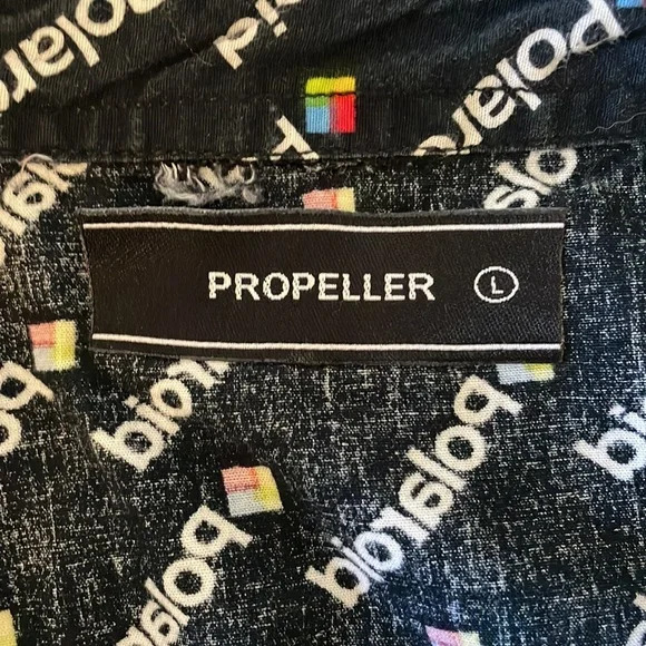 Propeller Men's Short Sleeve Polaroid Logo Button Front Shirt Size L‎ - Picture 4 of 4